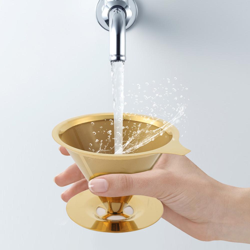 Фильтр для кофе с фильтром для кофе из нержавеющей стали, титана и золота, с подставкой для чашки и ручкой