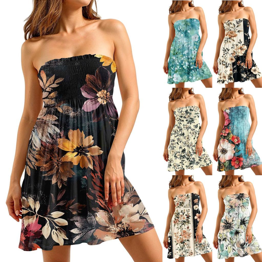 Модное женское повседневное платье-труба без рукавов с цветочным принтом