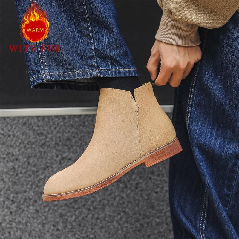 Мужские ботинки из натуральной кожи Классические британские стили Повседневные для улицы Качественная взрослая деловая офисная обувь Теплые