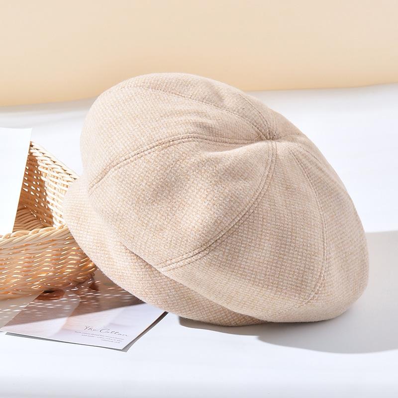 Винтажный женский шерстяной теплый простой берет для девочек, осенняя шапка-бини, зимняя лыжная шапка