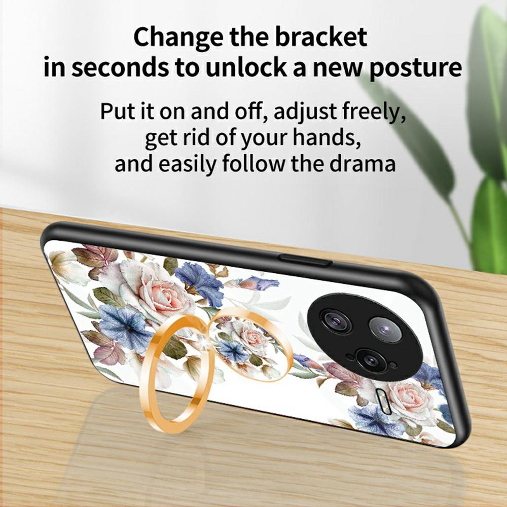 For Xiaomi Poco F7 Ultra 5G/Redmi K80 Pro 5G Case Floral Pattern TPU+Tempered Glass Protective Phone Cover