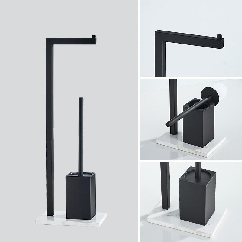 Ершик для унитаза из нержавеющей стали с держателем для туалетной бумаги, светлая роскошная мраморная многофункциональная полка для хранения вещей, черная, вращающаяся