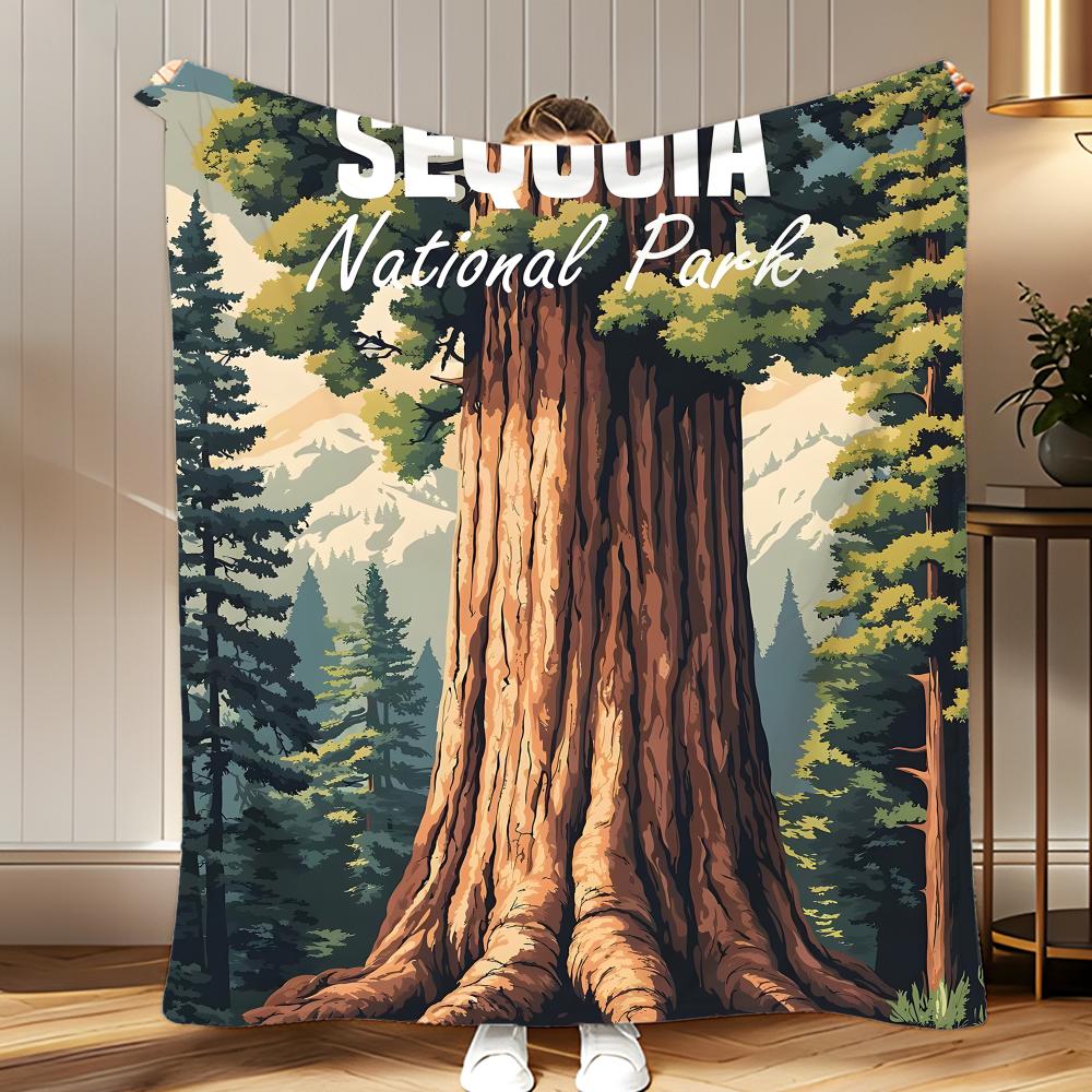 scenic spot Sequoia National Park Throw Soft Coral Fleece Blanket 310gsm Fluffy Warm Throw for Sofa Bed Couch Bedroom Decor