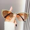 Retro Gold Triangular Cat Flat Glasses Anti-blue Glasses