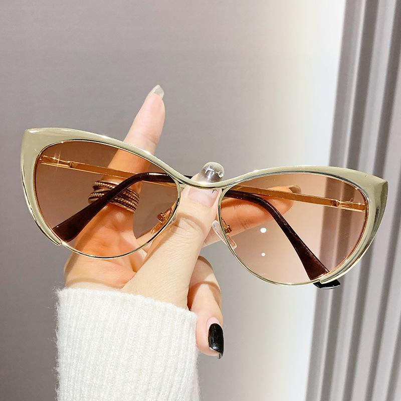 Retro Gold Triangular Cat Flat Glasses Anti-blue Glasses