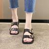 2024 Новые летние женские сандалии с квадратным носком и пряжкой, модные туфли с открытым носком для вечеринок, повседневная женская обувь, повседневная обувь на плоской подошве