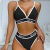 1 Set of Contrasting Triangle Cup Comfortable and Breathable Women's Bra Underwear Set