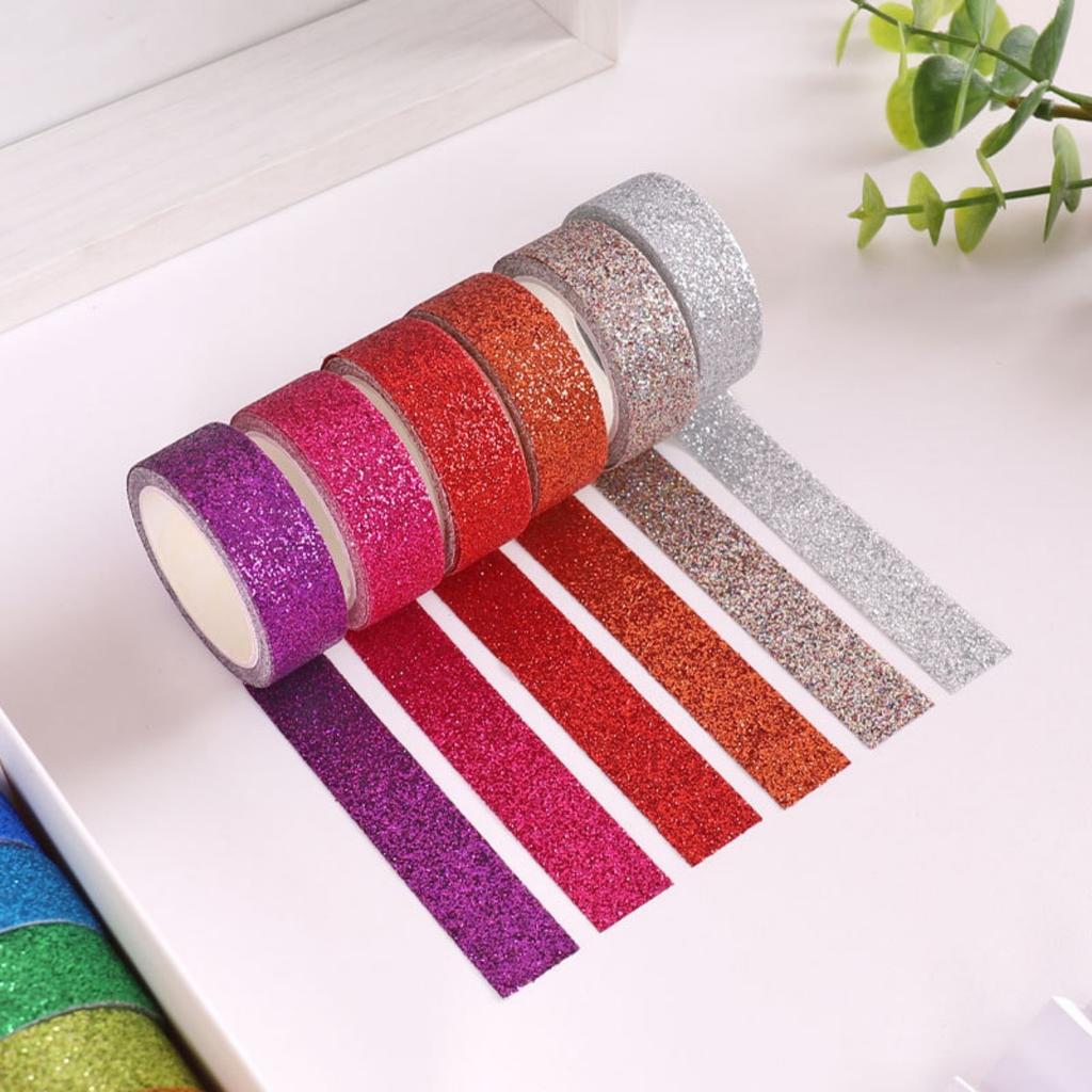 Sparkle Decorative Tape for Art, DIY Glitter Washi Tape Set - 12 Rolls Colored Masking Tape, Scrapbook Tape,Decor & Crafts
