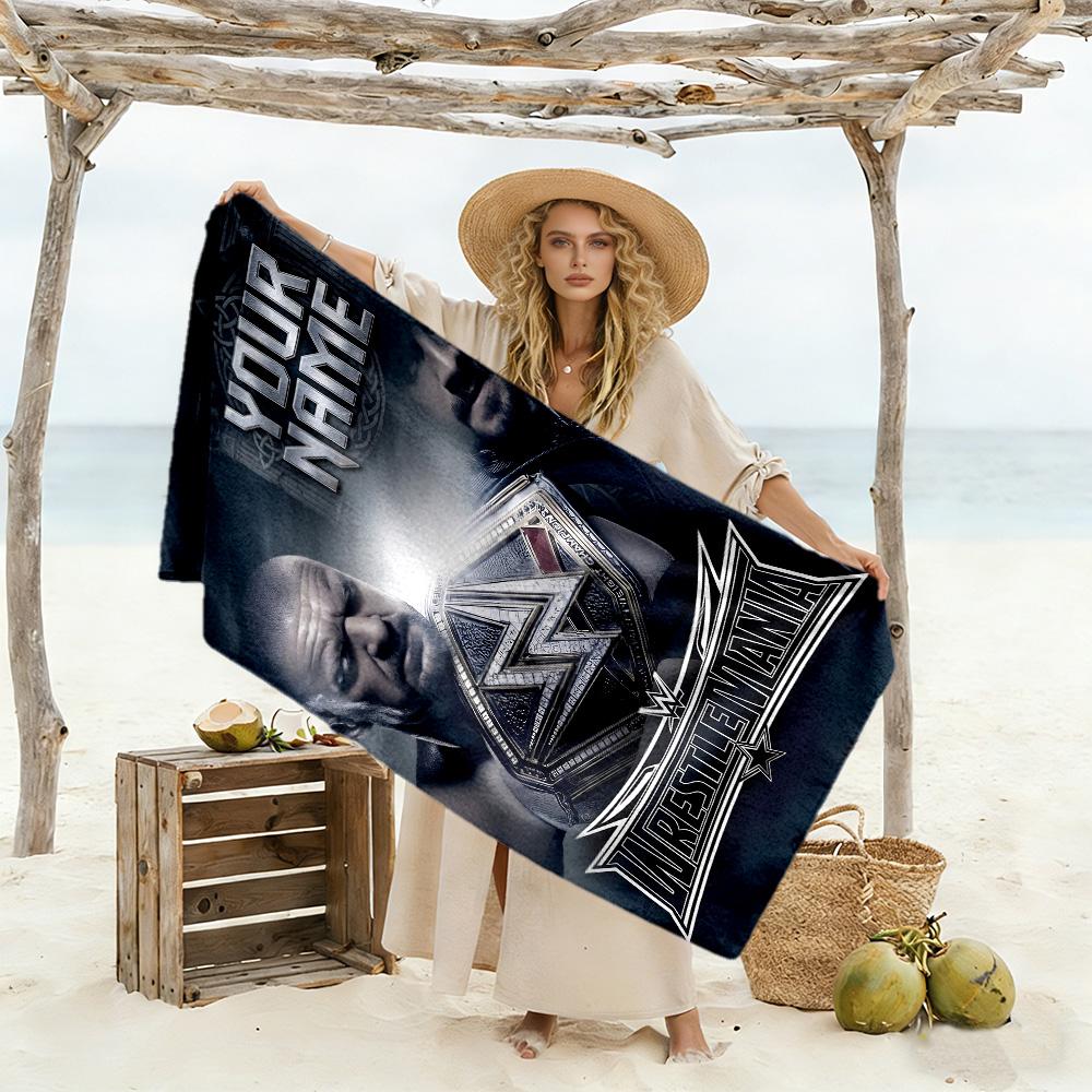 Wrestlemania Personalized Name Beach Towel Super Soft Microfiber Quickdry Fabric
