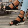 Summer High Quality Women's Shoes Open Toe Solid Color Wedge Fashion One-line Buckle Roman Women's Sandals