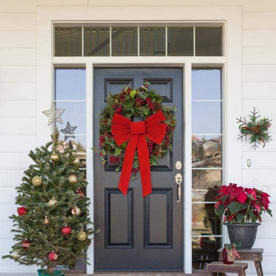 Рождественский красный тканевый бант, большой многоразовый DIY, рождественская елка, подарочная коробка, украшение венок, праздничный бант, товары для вечеринок