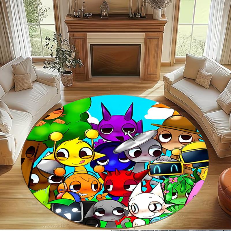 Sprunki Game Print Round Rug, Washable Floor Carpet, For Entryway Dorm Laundry Room Office Study, Home Decor Birthday Christmas Gift