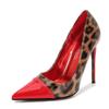 Leopard Print Pointed High Heels Women's Temperament Thin Heels Street Dance Color Matching Large Size Women's Shoes WZ-18091-15