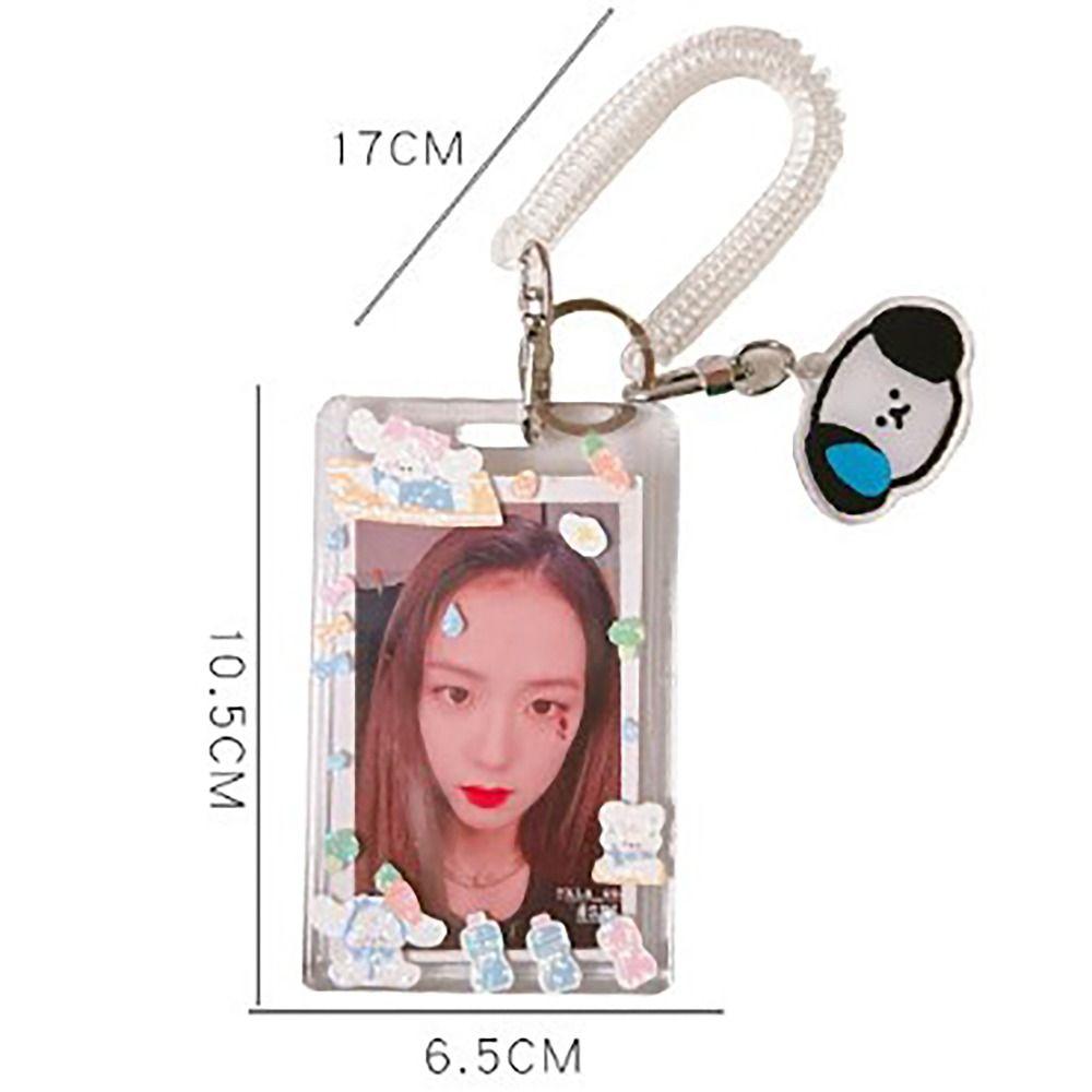 С брелоком Kpop держатель для фотокарточек Прозрачные держатели для карточек на еду Держатель для удостоверения личности Студенческие принадлежности