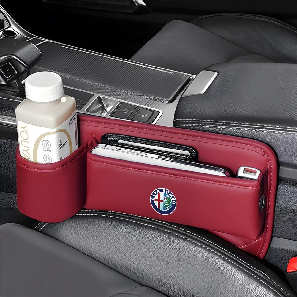 Car Stickers For Alfa Romeo Car Seat Sewn Gap Crevice Slot Storage Box Cup Holder For Alfa Romeo 4C 159 Spider Giulia Giulietta 