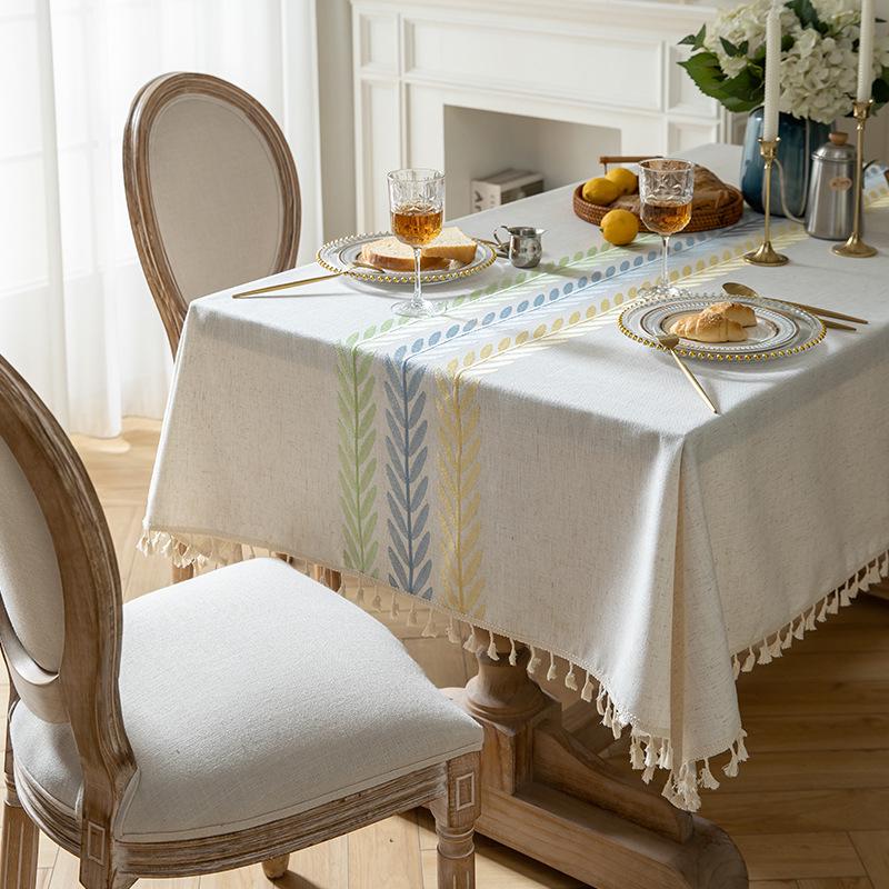 Водонепроницаемая и пыленепроницаемая хлопково-льняная скатерть в скандинавском стиле - Прямоугольная, износостойкое покрытие для кофейного столика