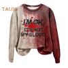 Women Sweatshirt 3D Bloodstain Print Round Neck Casual Halloween Haunted House Cosplay Top Long Sleeves Loose Hoodie