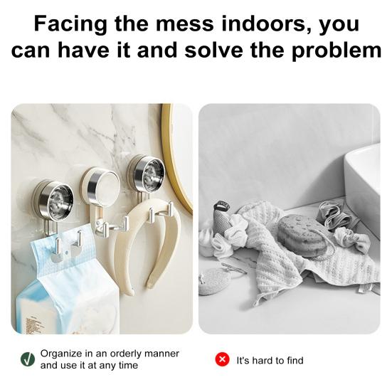 Suction Cup Hook Double Head/One Head Storage Hook No Drilling Wall Mounted Hook for Bathroom Kitchen Storage