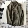 Повседневная свободная рубашка Tencel Army Green Washed Shirt для женщин
