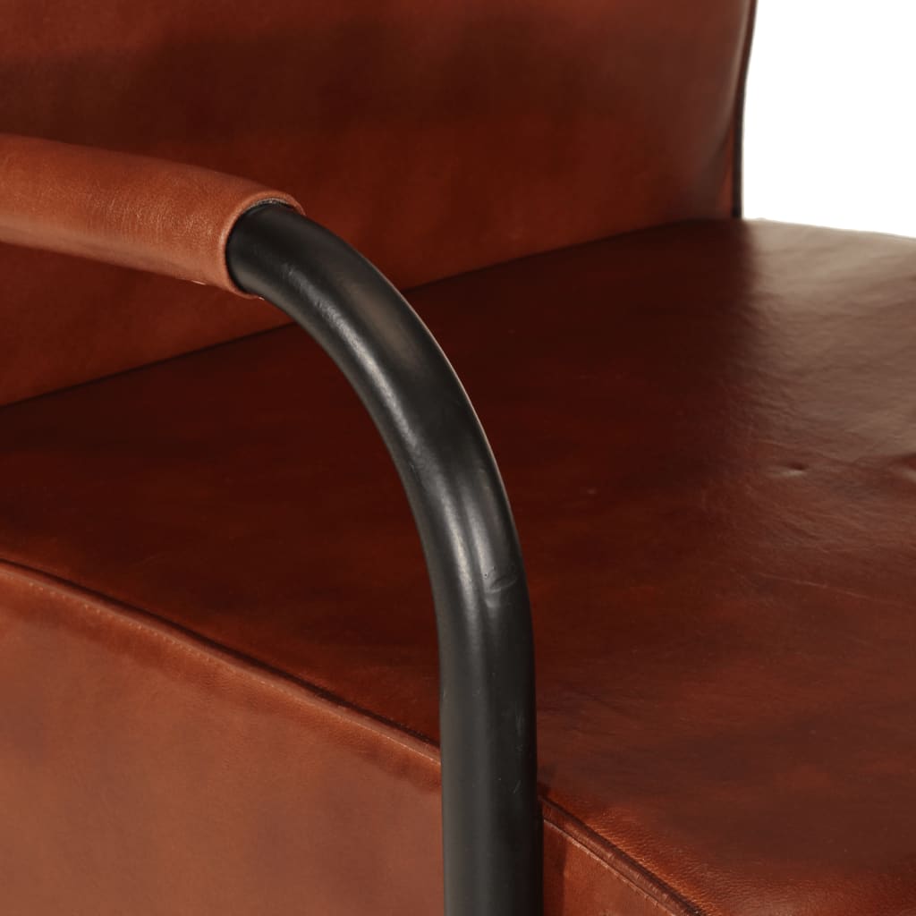 Armchair in Brown Genuine Leather