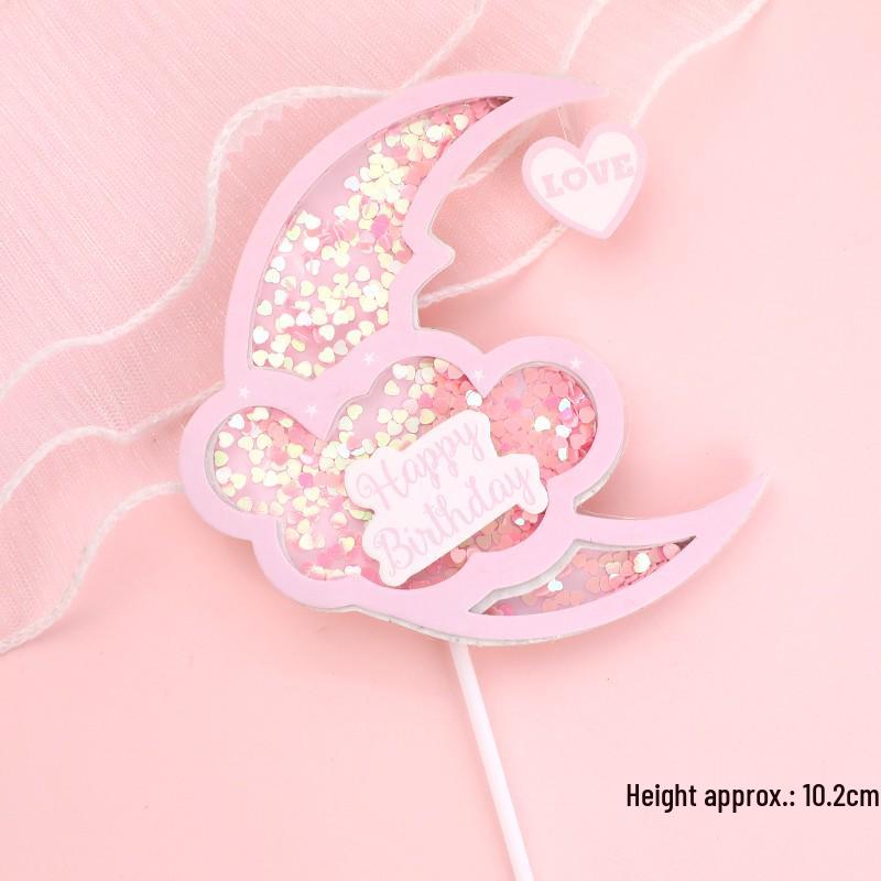 Pink Themed Cake Decor: Heart & Cloud Balloons with Insert Cards for Birthday Parties