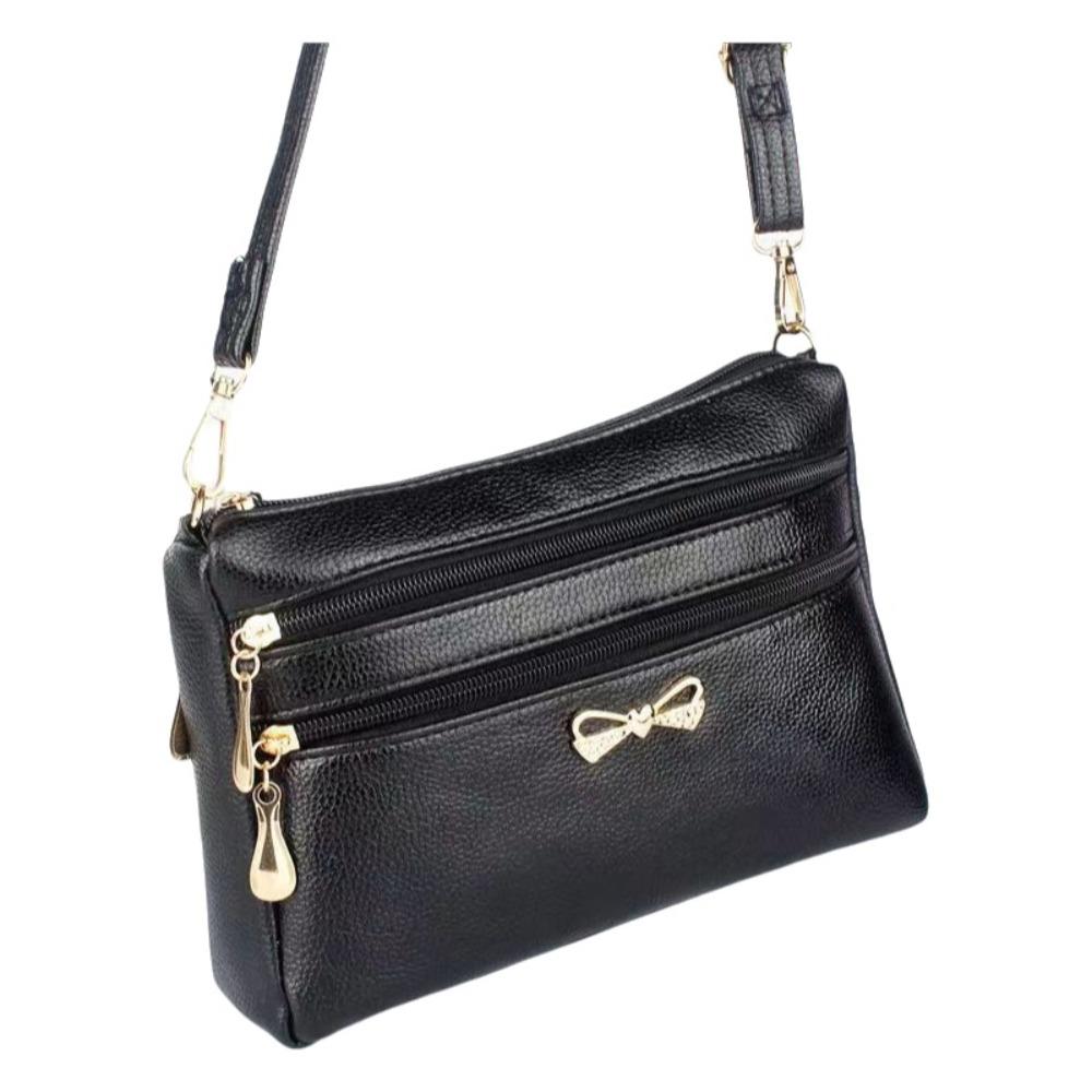 Vintage Square Shape Mom Crossbody Bag PU Multi-Layer Shoulder Crossbody Bags Urban Simple Travel Bag Shopping Use