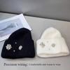 Women Luxury Rhinestones Knitted Hat Autumn Winter Rabbit Fur Beanie Cap Female Thicken Warm Skullies Caps Female Knitted Hat