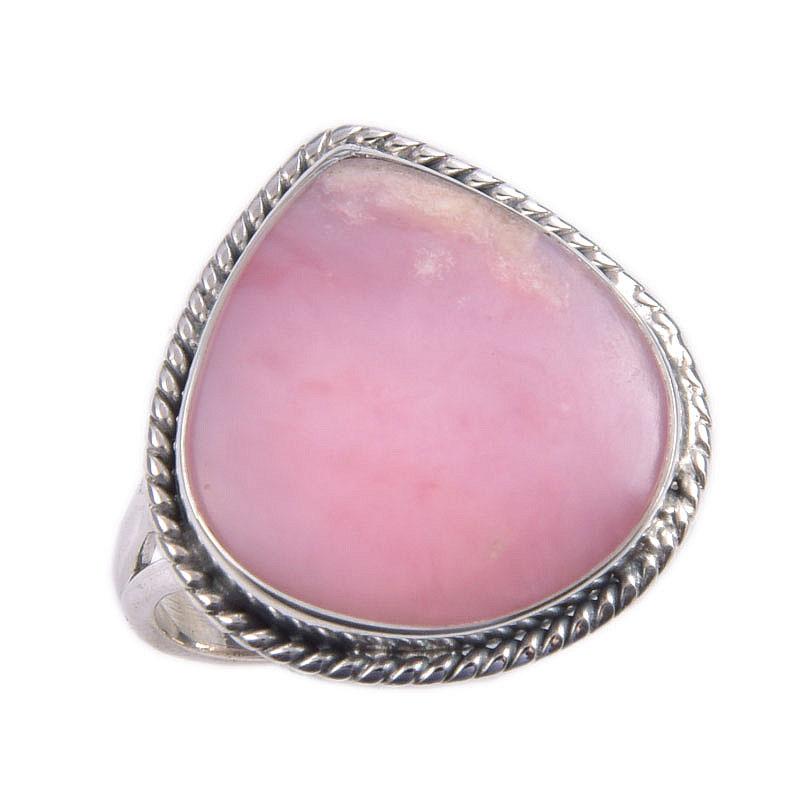 Natural Pink Opal Gemstone 925 Solid Sterling Silver Jewelry Ring Size 8 m2V14