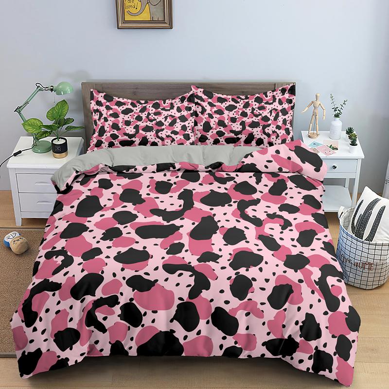 Leopard Print King Queen Duvet Cover Brown Cheetah Skin Pattern Bedding Set For Teens Girl Women Leopard 2/3pcs Soft Quilt Cover