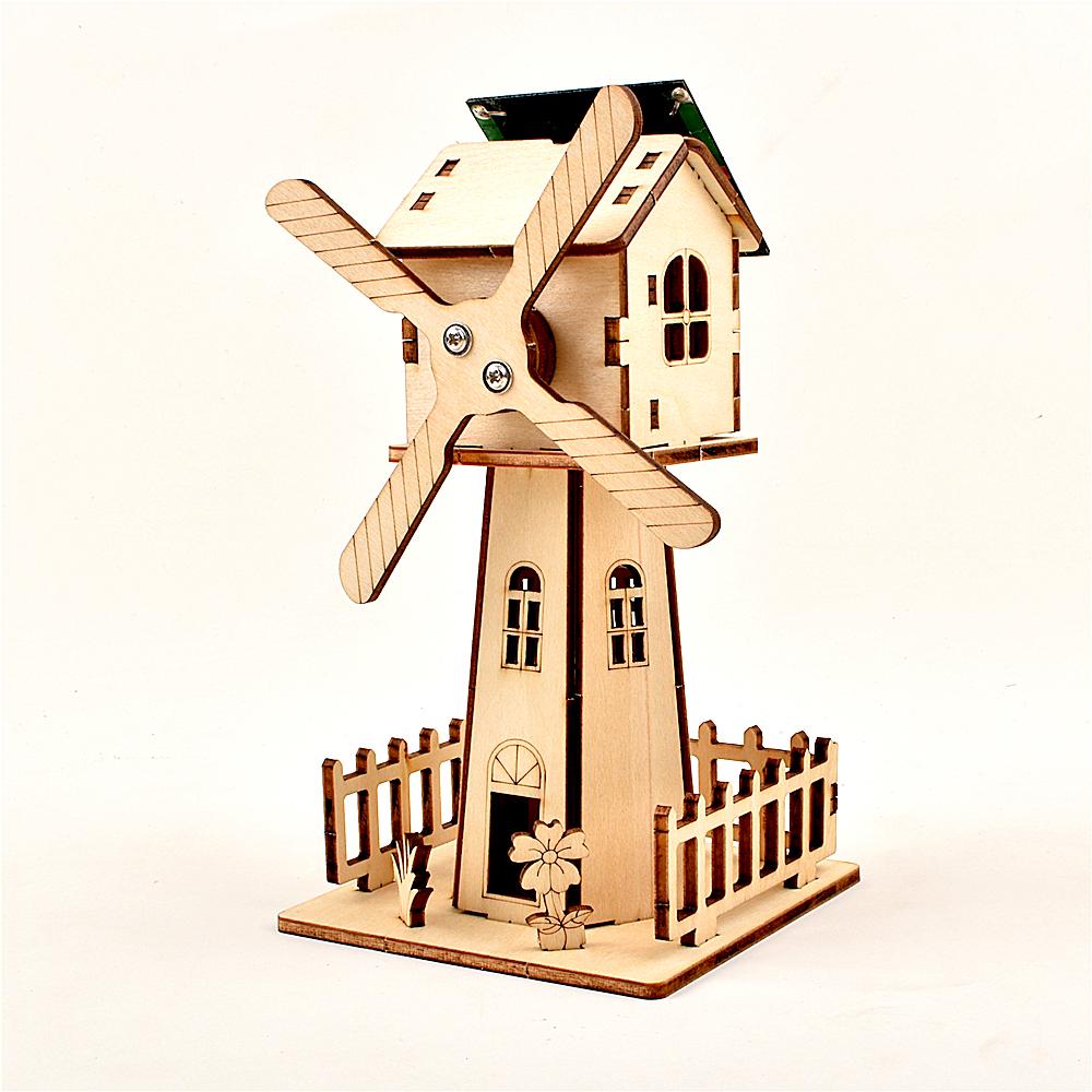 3D пазл Солнечная ветряная мельница Игрушка Научная игрушка Сделай сам Физический образовательный набор для ребенка Модель Технология солнечной энергии Эксперимент STEM-набор