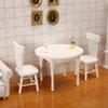 1/12 Dollhouse Miniature Furniture White Wooden Dining Table Chairs Model Toys