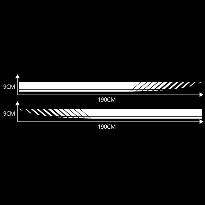 2PCS Car Side Stripes Side Stripe Skirts Graphics Vinyl Sticker Decals Racing Sport Car Stickers