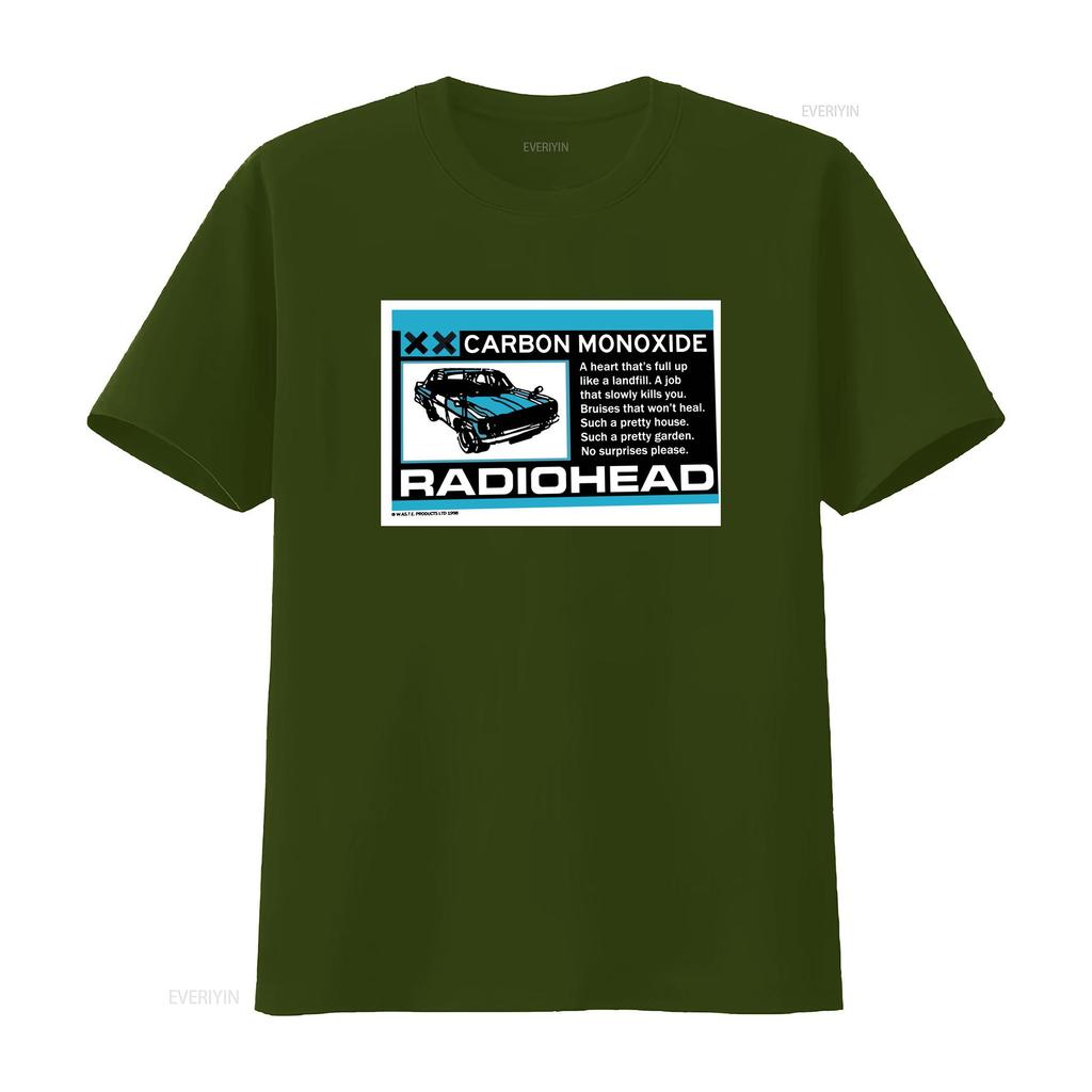 Radiohead T Shirt Carbon Patch Vintage Washed Homme Soft Stylish Top For Everyday Wear Designer Clothes Casual Breathable