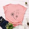 Summer Round Neck Dandelion Printed Top Fashionable Casual Pure Cotton Short Sleeved Women's T-shirts