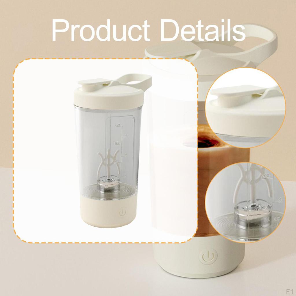 Electric Protein Shaker Bottle Mixing Cup with Lid for Shakes Markings Self Stirring Coffee