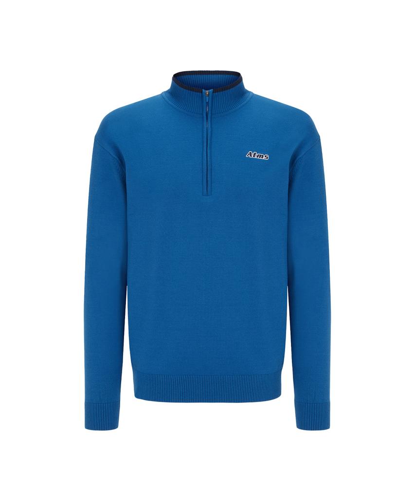 Мужской вязаный пуловер Antomas Atms с молнией на полпути - Королевский синий