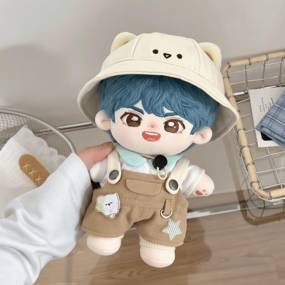 1 set Bear Hat 20cm Cotton Doll Clothes Cartoon Overalls Plush Doll Clothes Doll Accessories