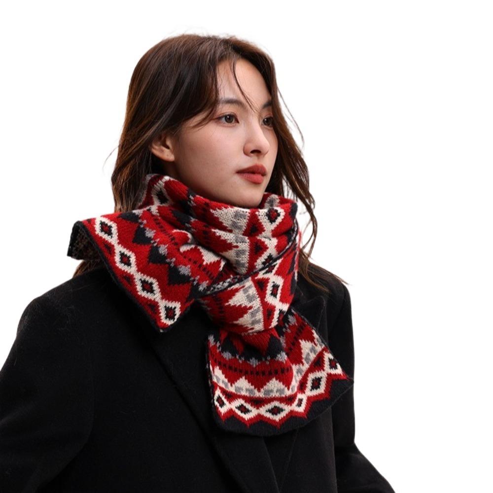 Korean Style Women Scarf Jacquard Woolen Neckerchiefs Fashion Winter Knitted Scarves Gifts