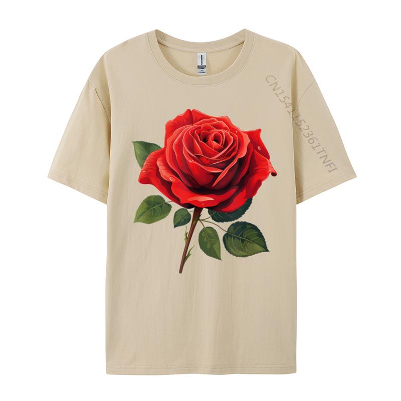 Unisex Clothing Red Rose Tees Birthday Camisa Unisex Retro Funny Camisa Unisexs TShirts Funny Tops Tees Top Quality