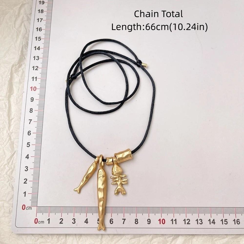 Long Fish Pendant Necklace Vintage Sweater Chain Fashionable Bone Pendant Choker  Gift