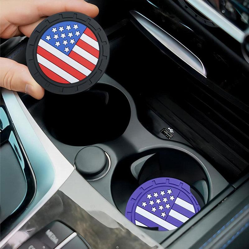2pcs Universal Car Non-slip Bottle Holder Mat Auto Heat ulation Coaster Car Flag Styling Cup Pad Car Interior Accessories