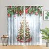 2 Pieces, Christmas Tree Snowflake Wooden Background Curtains -30% Blackout - Suitable for Living Room, Bedroom, Home Decoration