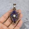 Russian Charoite and Moonstone Gemstone Pure Copper Wire Wrap Handmade Jewelry Pendant