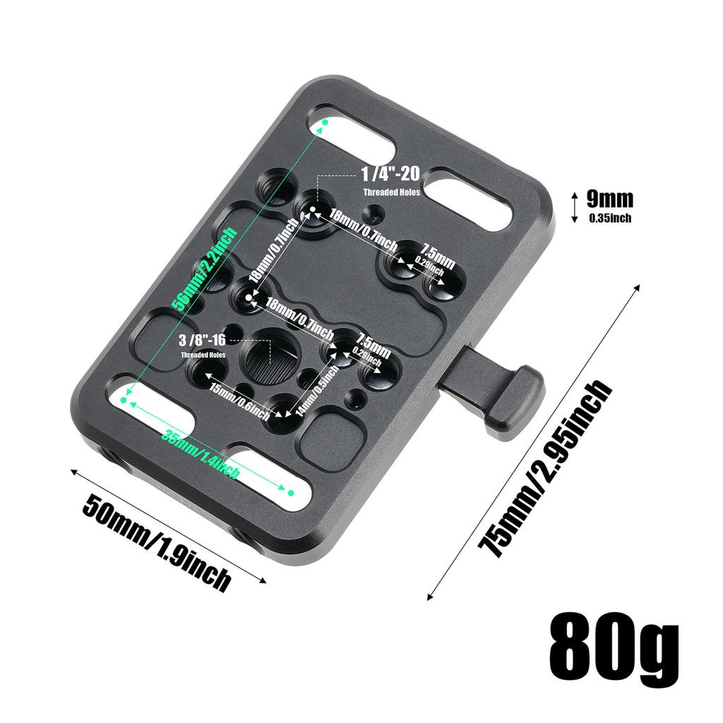 JLwin JL 35 Mini V Lock Battery Adapter Plate V Mount Battery Plate Aluminum Alloy with 1 4 Inch 3 8 Inch Screw Hole