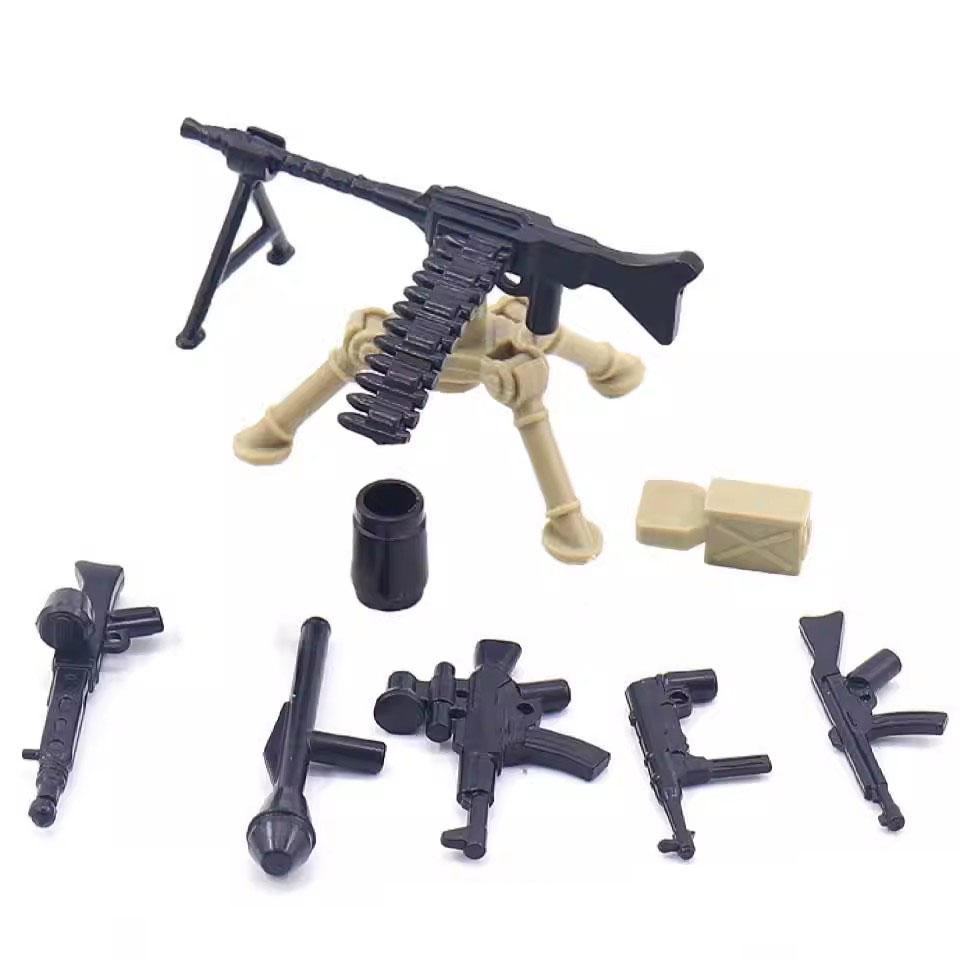 MOC Военный Орудие Пушка WW2 Строительные Блоки Тяжелое Вооружение Военная Сцена Солдаты Фигурки Армии Аксессуары Оружие Кубики Игрушки