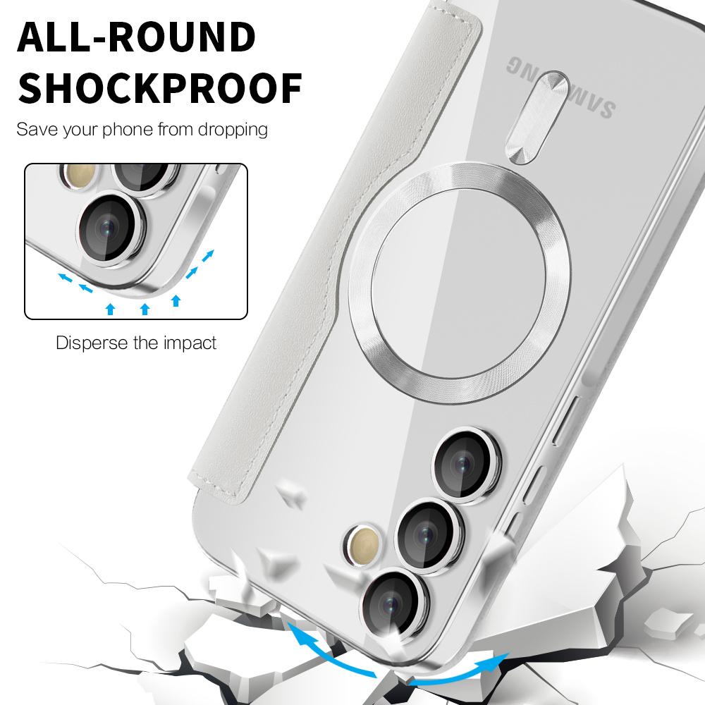 Флип кожаный чехол для телефона с отделениями для карт для Samsung S24 S23 Ultra FE S22 Plus A55 A35 5G для Magsafe, защитный чехол с магнитным покрытием