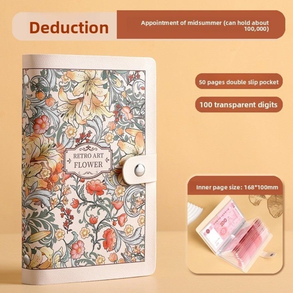 Большая вместимость 100 конвертов Челлендж по накоплению денег Водонепроницаемый ПУ Бюджетная тетрадь для денег Экономьте деньги Листы для сберегательных челленджей