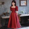 Свадебное платье Toast Bride 1011 Новое Красное Платье для Свадьбы Маленькая Беременная Женщина Помолвочное Платье Принцессы Вечернее Платье Платье