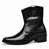Fashion Alligator Pattern Leather Ankle Boots for Men British Style Big Size Fashion Dress Shoes Male Black Designer Chelsea Boots Man