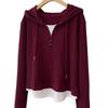 Women S Plus Size Hooded Long Sleeve Fake Two Piece T Shirt Loose Casual Top